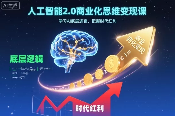 人工智能2.0商业化思维变现课，学习AI底层逻辑，把握时代红利-鹊桥梦网创