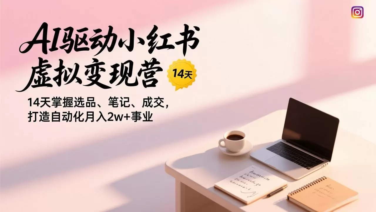 AI驱动小红书虚拟变现营，14天掌握选品、笔记、成交，打造自动化月入2w+事业-鹊桥梦网创