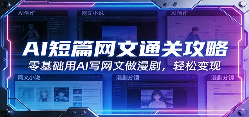 AI短篇网文通关攻略:零基础用AI写网文做漫剧,轻松变现-鹊桥梦网创
