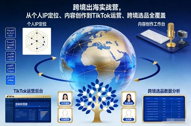 跨境出海实战营，从个人IP定位、内容创作到TikTok运营、跨境选品全覆盖-鹊桥梦网创