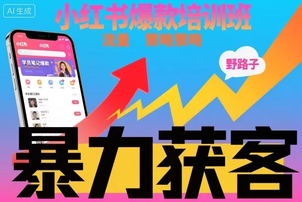 小红书爆款培训班,小红书获客野路子流量打法,暴力持续获客-鹊桥梦网创