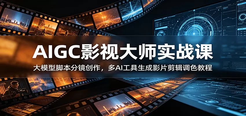 AIGC影视大师实战课:大模型脚本分镜创作,多AI工具生成影片剪辑调色教程-鹊桥梦网创