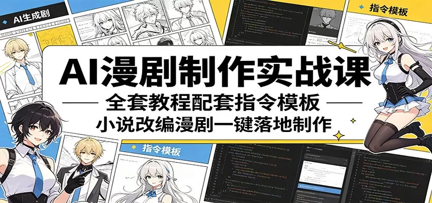 AI漫剧制作实战课:全套教程配套指令模板,小说改编漫剧一键落地制作-鹊桥梦网创