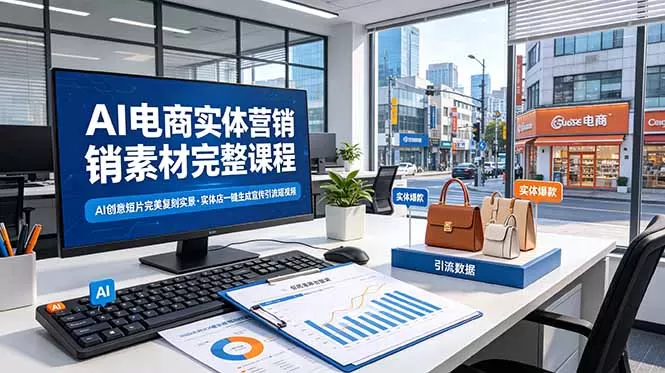 AI电商实体营销素材完整课程,AI创意短片完美复刻实景,实体店一键生成宣传引流短视频-鹊桥梦网创