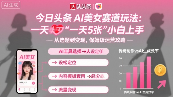 今日头条AI美女赛道玩法,一天轻松5张,小白轻松上手-鹊桥梦网创