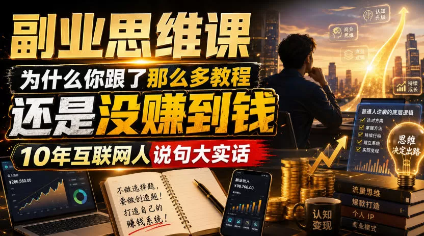 副业思维课,为什么你跟了那么多教程,还是没赚到钱,10年互联网人说句大实话【揭秘】 副业思维课,为什么你跟了那么多教程,还是没赚到钱,10年互联网人说句大实话【揭秘】