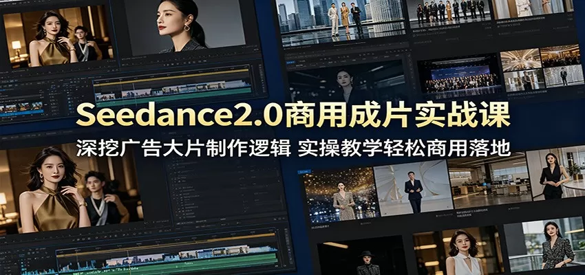 Seedance2.0商用成片实战课:深挖广告大片制作逻辑,实操教学轻松商用落地-鹊桥梦网创
