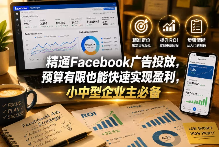 精通Facebook广告投放，预算有限也能快速实现盈利，小中型企业主必备【原创双语字幕】-鹊桥梦网创