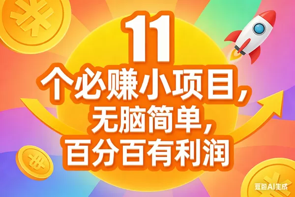 （17351期）11个必赚小项目，无脑简单，百分百有利润，副业首选，日入300+-鹊桥梦网创
