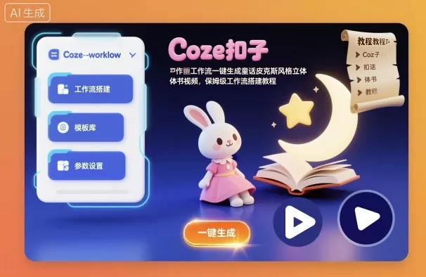 Coze扣子工作流一键生成童话皮克斯风格立体书视频,保姆级工作流搭建教程-鹊桥梦网创