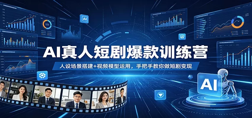 AI真人短剧爆款训练营：人设场景搭建+视频模型运用，手把手教你做短剧变现