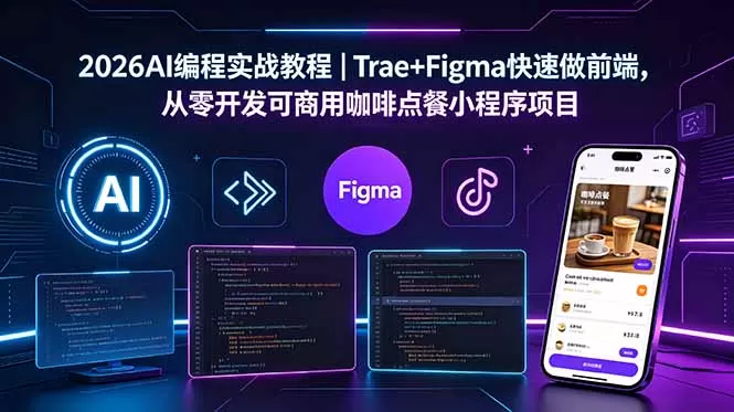 2026AI编程实战教程|Trae+Figma快速做前端,从零开发可商用咖啡点餐小程序项目-鹊桥梦网创