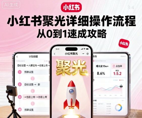 小红书聚光详细操作流程，小红书聚光从0到1速成攻略-鹊桥梦网创