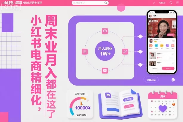 小红书电商精细化运营全流程，周末副业月入1W+，全套方法都在这了-鹊桥梦网创