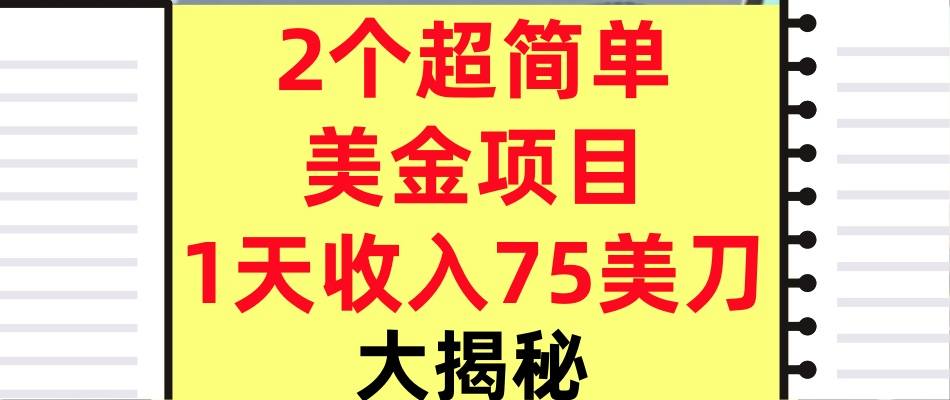 2个超简单美金项目,1天收入75美刀,3分钟学会,内部教程(大揭秘)-鹊桥梦网创