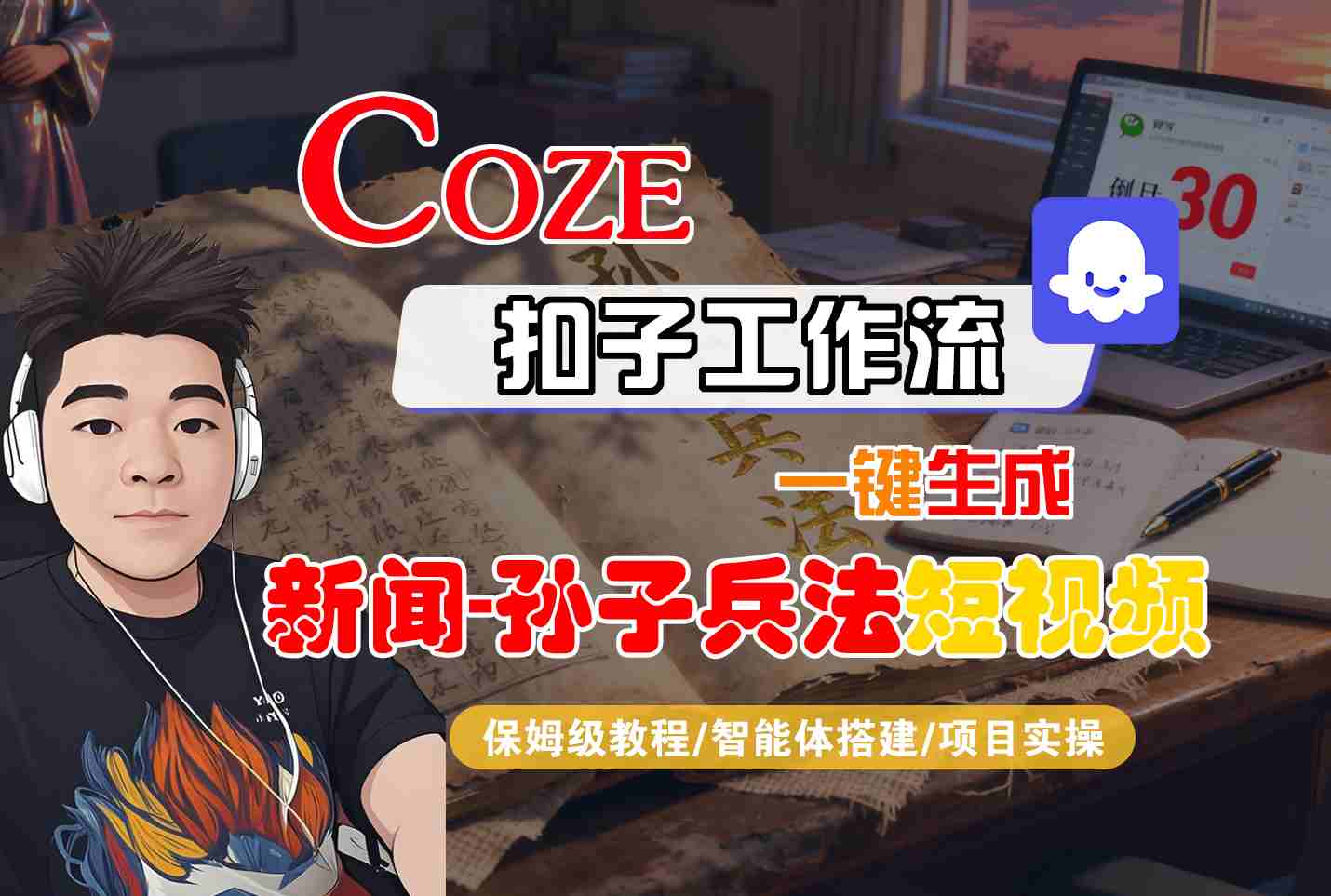 Coze扣子智能体工作流一键生成“新闻-孙子兵法“短视频,全流程保姆级教学-鹊桥梦网创