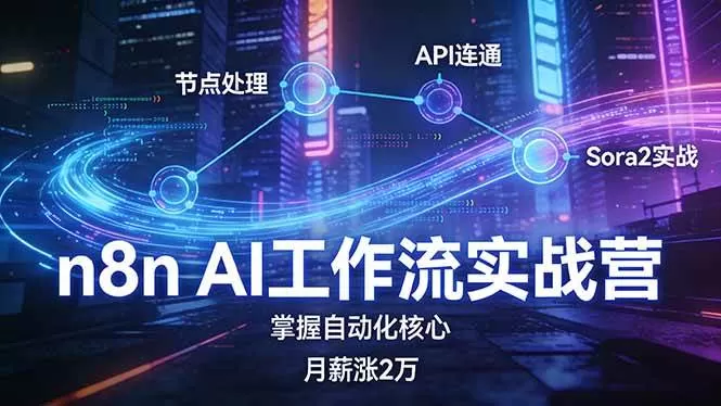 （17458期）n8n AI工作流实战营，节点处理+API连通+Sora2实战，掌握自动化核心月薪涨2万-鹊桥梦网创