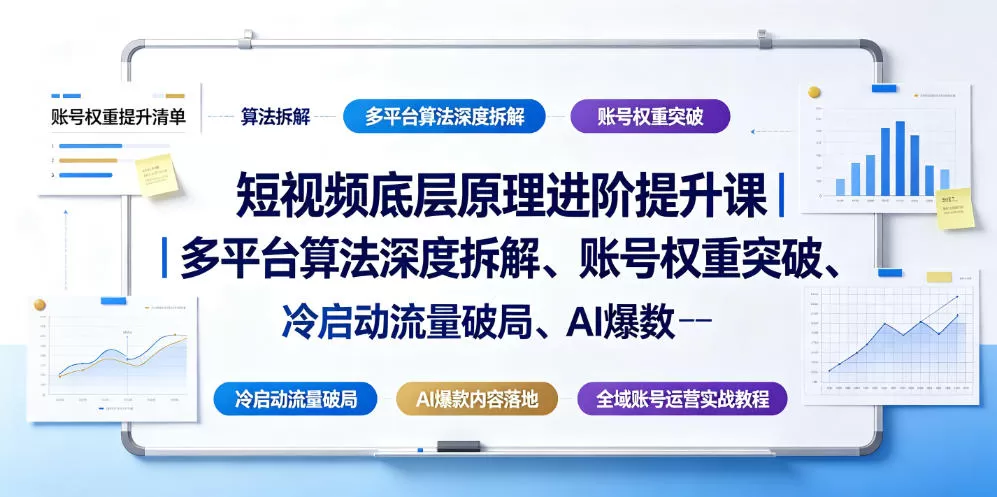 短视频底层原理进阶提升课|多平台算法深度拆解、账号权重突破、冷启动流量破局、AI爆款内容落地与全域账号运营实战教程-鹊桥梦网创