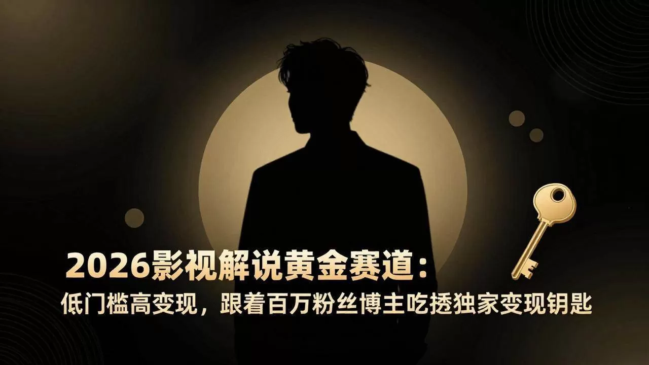 （17721期）2026影视解说黄金赛道：低门槛高变现，跟着百万粉丝博主吃透独家变现钥匙-鹊桥梦网创