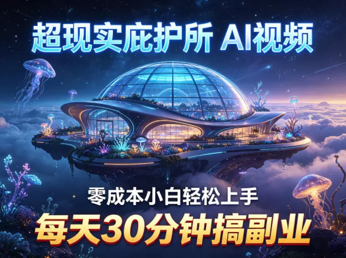超现实庇护所AI视频项目拆解，零成本小白轻松上手，每天30分钟搞副业-鹊桥梦网创