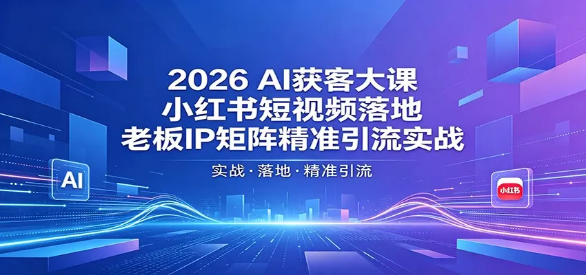 2026AI获客大课:小红书短视频落地,老板IP矩阵精准引流实战 2026AI获客大课:小红书短视频落地,老板IP矩阵精准引流实战