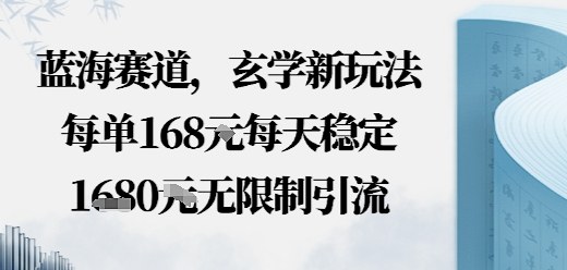 蓝海赛道,玄学新玩法每单168米,每天稳定多张收益,无限制引流可以过豆荚玩法