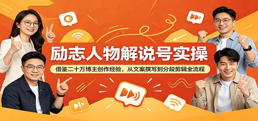 励志人物解说号实操:借鉴二十万博主创作经验,从文案撰写到分段剪辑全流程-鹊桥梦网创
