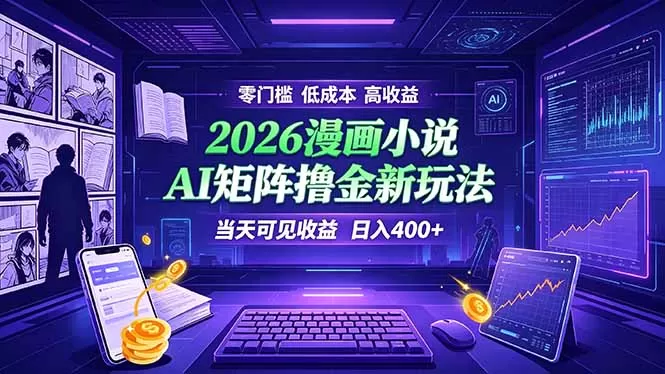 爆款小说漫画大阅读 ai矩阵操作 当天可见收益 日入400+ 零门槛 高收益-鹊桥梦网创