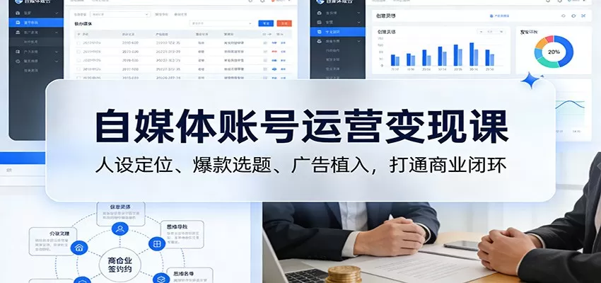自媒体账号运营变现课：人设定位、爆款选题、广告植入，打通商业闭环-鹊桥梦网创