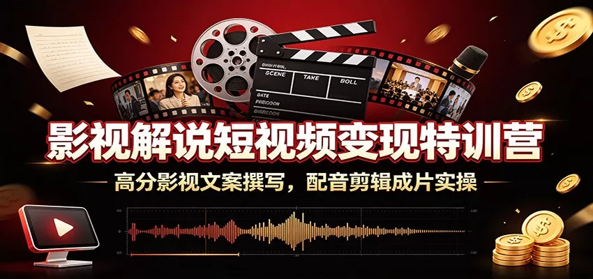 影视解说短视频变现特训营:高分影视文案撰写,配音剪辑成片实操-鹊桥梦网创