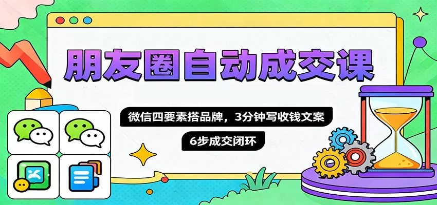 朋友圈自动成交课,微信四要素搭品牌,3分钟写收钱文案,6步成交闭环-鹊桥梦网创