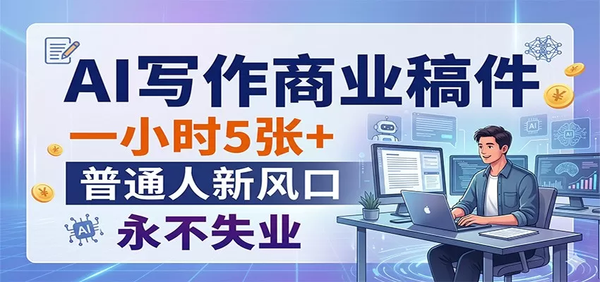 AI写作商业稿件，一小时5张+，普通人新风口，永不失业-鹊桥梦网创