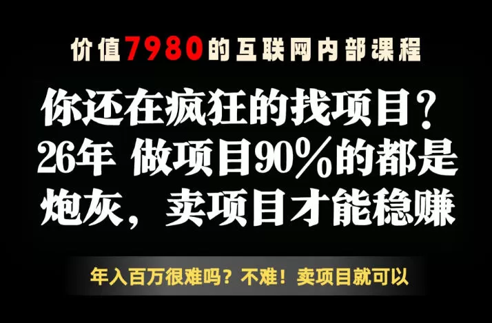 26年请不要疯狂的找项目了,卖项目远比你想象的暴利,你也可以月入10W+【揭秘】-鹊桥梦网创