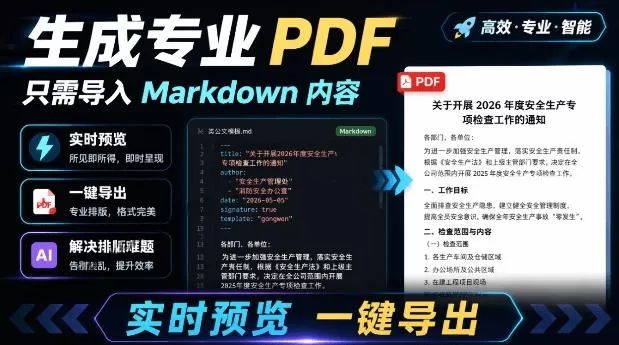 只需导入Markdown内容,实时预览一键导出专业PDF!轻松解决AI生成内容排版问题Presto-鹊桥梦网创