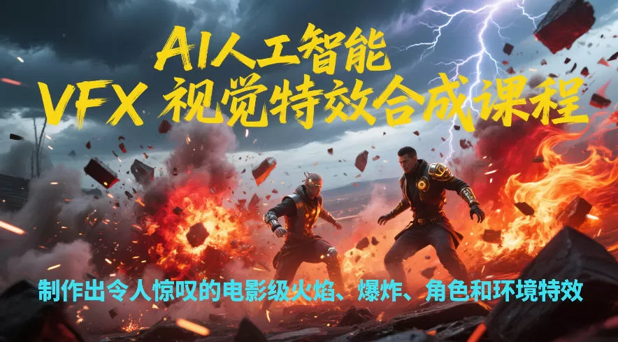 AI人工智能VFX视觉特效合成课程，制作出令人惊叹的电影级火焰、爆炸、角色和环境特效-鹊桥梦网创
