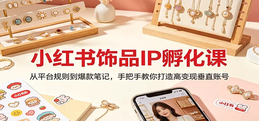 小红书饰品IP孵化课：从平台规则到爆款笔记，手把手教你打造高变现垂直账号