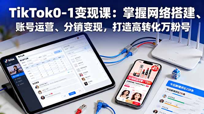 TikTok0-1变现课:掌握网络搭建、账号运营、分销变现,打造高转化万粉号-鹊桥梦网创