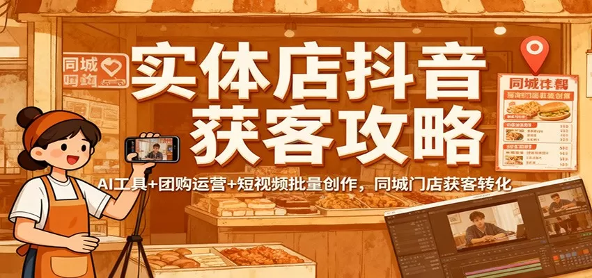 实体店抖音获客攻略：AI工具+团购运营+短视频批量创作，同城门店获客转化-鹊桥梦网创