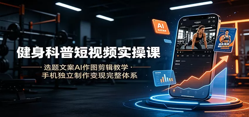 健身科普短视频实操课：选题文案AI作图剪辑教学，手机独立制作变现完整体系-鹊桥梦网创