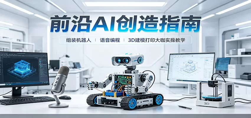 前沿AI创造指南:组装机器人、语音编程、3D建模打印大咖实操教学-鹊桥梦网创
