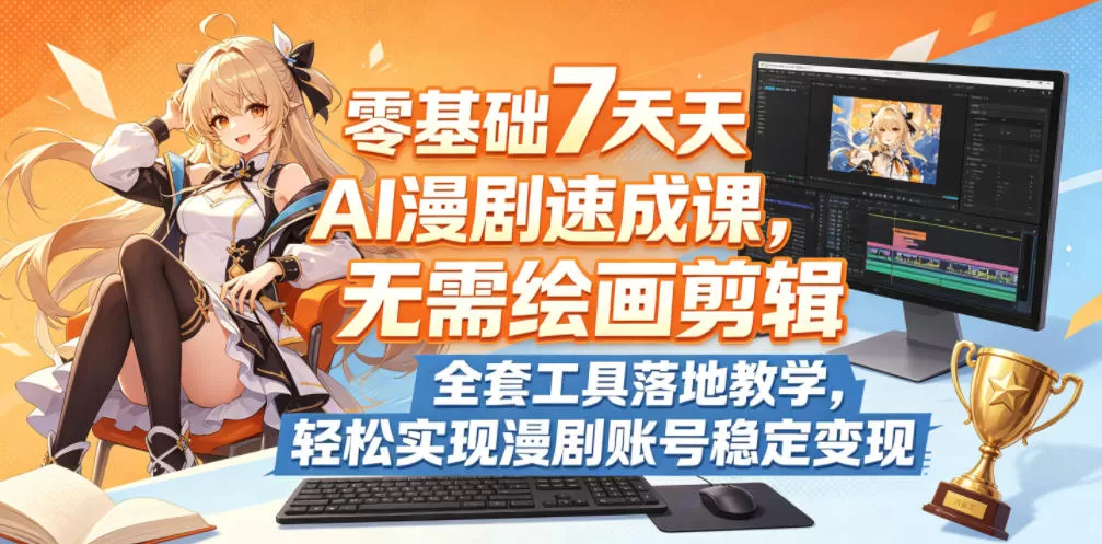 零基础7天AI漫剧速成课,无需绘画剪辑,全套工具落地教学,轻松实现漫剧账号稳定变现-鹊桥梦网创