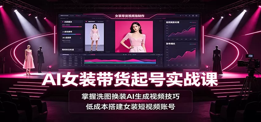 AI女装带货起号实战课:掌握洗图换装AI生成视频技巧,低成本搭建女装短视频账号 AI女装带货起号实战课:掌握洗图换装AI生成视频技巧,低成本搭建女装短视频账号