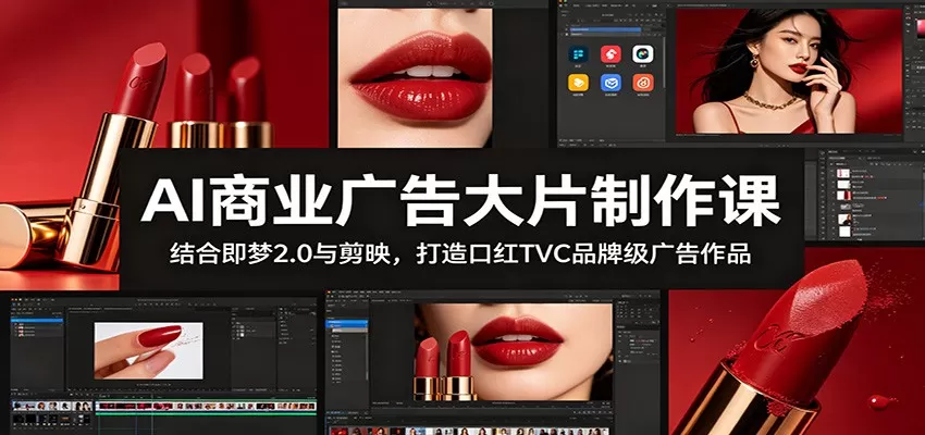 AI商业广告大片制作课:结合即梦2.0与剪映,打造口红TVC品牌级广告作品-鹊桥梦网创