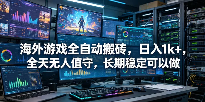 海外游戏全自动搬砖项目，日入1k+，全天无人值守，长期稳定可以做【揭秘】-鹊桥梦网创