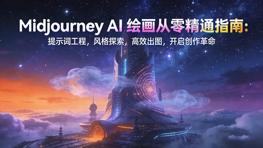 Midjourney AI绘画从零精通指南：提示词工程，风格探索，高效出图，开启创作革命-鹊桥梦网创