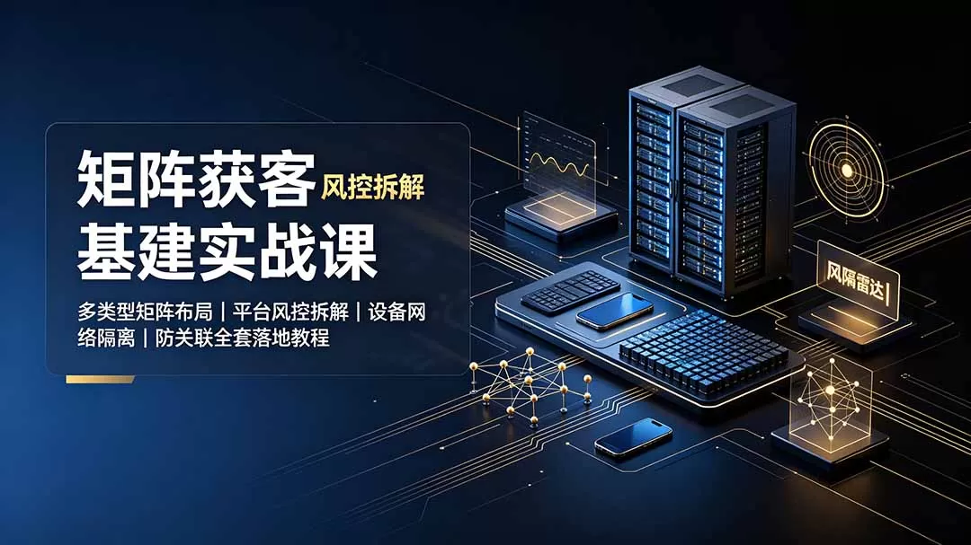 矩阵获客基建实战课:多类型矩阵布局|平台风控拆解|设备网络隔离|防关联全套落地教程-鹊桥梦网创