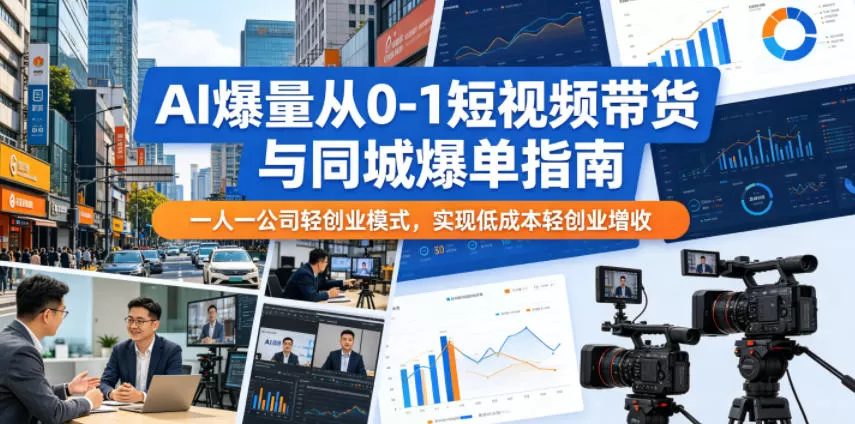 AI爆量从0-1短视频带货与同城爆单指南,一人一公司轻创业模式,实现低成本轻创业增收-鹊桥梦网创