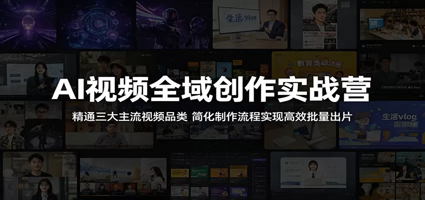AI视频全域创作实战营：精通三大主流视频品类，简化制作流程实现高效批量出片-鹊桥梦网创