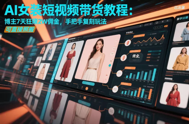 AI女装短视频带货教程：博主7天狂賺2W佣金，手把手复刻玩法，可直接照搬-鹊桥梦网创