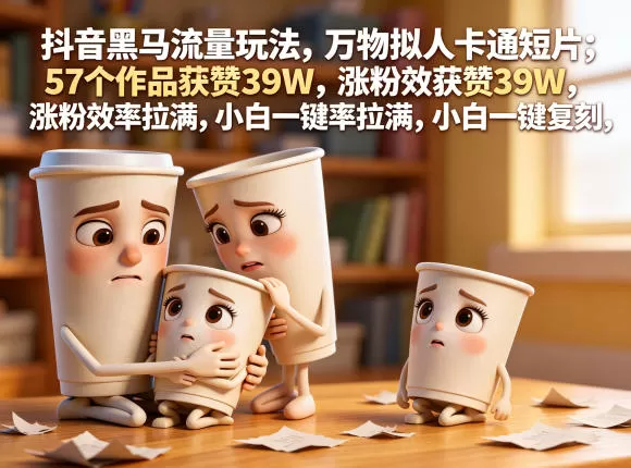 抖音黑马流量玩法，万物拟人卡通短片，57个作品获赞39W，涨粉效率拉满，小白一键复刻，保姆级拆解-鹊桥梦网创